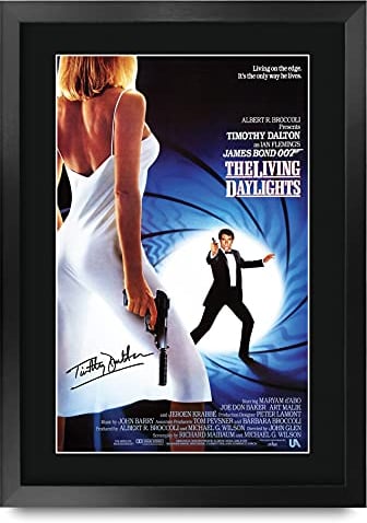 HWC Trading James Bond A3 FR - The Living Daylights Movie Poster Timothy Dalton Signed Geschenk GESTALTET A3 Printed Autogramm Film Geschenke drucken Fotobildanzeige