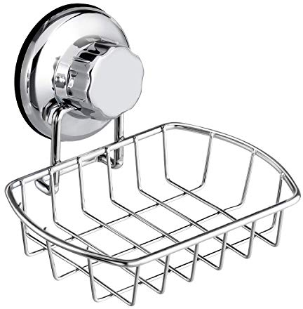 SANNO Leistungsstarke Vakuum Saugnapf Seifenschale Seifenschoner, Saugnapf Seifenhalter Schwammhalter für Bad, Dusche, Waschbecken, Küche - Rostfreier Edelstahl