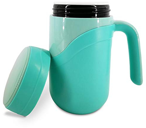 Klaraber Ceramic Travel Mug 12oz, 350ml Ceramic Liner Insulated Mug with Leak Proof Lid and Handle, Perfect for Coffee or Tea, Suitable for Using at Home, Office or School(Green)