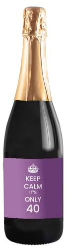 Bottiglia di Prosecco Personalizzato DOC Spumante Extra Dry - Keep Calm it's only... - Idea Regalo per compleanno e idea regalo per anniversario (0,75L, Viola)