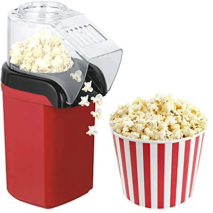 Hot Air Popcorn Popper Machine,1200W Home Electric Popcorn Maker,3 Min Fast Popping,BPA Free,No Oil Needed,with Measuring Cup and Top Lid for for Family, Party,Home Movie TV