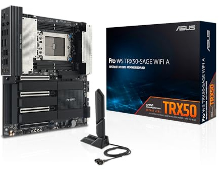 ASUS PRO WS TRX50-SAGE WiFi Workstation Mainboard | Overclocking, 36-Phasen Design, PCIe 5.0 x16 und M.2, USB4 40Gb/s, 10Gb und 2.5Gb LAN, Multi-GPU Support, CEB Formfaktor