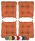 sunnypillow 4er Set Stuhlkissen mit Klettverschluss Maße: 40 (vorne) | 35 (hinten) x 40 x 8 cm Polsterauflage Auflage für Stühle/Bänke in Haus und Garten Sitzkissen Sitzauflage Gartenkissen Orange