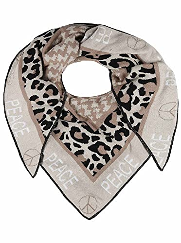 Zwillingsherz Dreieckstuch Stola Schal mit Wolle für Damen Mädchen Jungen Kinder - Hochwertiges Baumwoll-Halstuch im Hahnentritt/Leoparden Muster und Peace Motiv - Damenschal für Sommer Herbst Winter