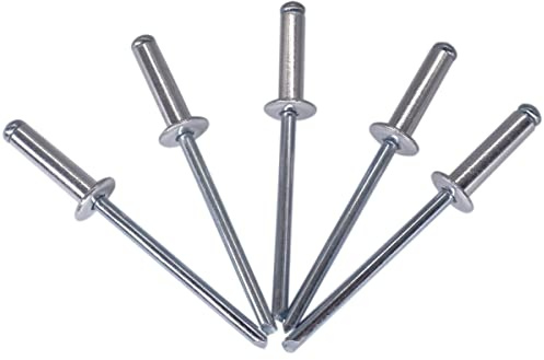 Lot de 100 pièces de rivets aveugles 4,0 x 14 mm, type tête en dôme ouverte, DIN 7337, rivet en aluminium et mandrin en acier, rivets à emboîter (100, 4,0 x 14 mm)
