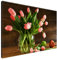 Estika Leinwand bilder - Rosa Tulpen in Glasvase - 90x60 cm, 1 teilige kunstdruck - Wandbilder wohnzimmer, schlafzimmer, Moderne wanddeko, Bild auf leinwand - Blumen bilder - 2157A_1L