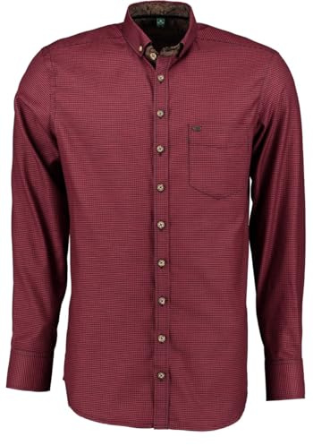 OS Trachten Herren Hemd Langarm Trachtenhemd mit Button-Side Kragen Nirwo