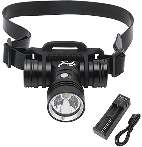 BORUIT B14 Rechargeable Diving Headlamp Flashlight IPX8 Waterproof Head Lamp Super Bright - 3 Light Mode Underwater 60M Swimming Headlight fit Adult Fishing Scuba Water Work