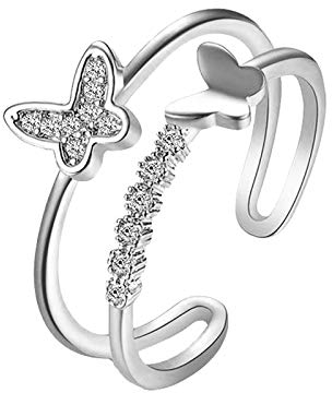 ROMIDA Sterling Silber Zweifarbiger Paaringe Eheringe für Herren Frauen Schmetterling Partnerringe Trauring Rotgold Vergoldetes Damen Schöne Schmetterling Bandring