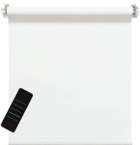Elektrisches Rollo, weiß, 5% lichtdurchlässig, inkl. Akku-Motor & Sender, 115x160 cm (1 ST)
