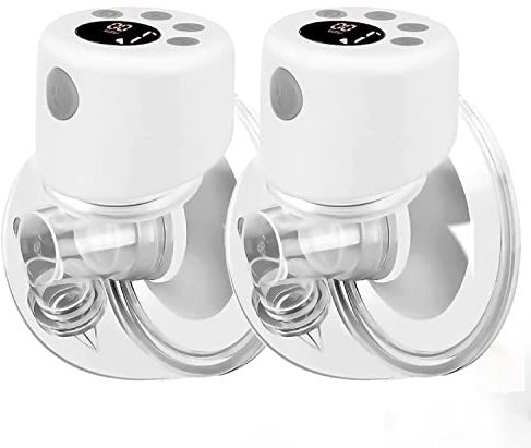 YDHZ Double Wearable Breast Pump, Hands Free Breast Pump, Low Noise, 2 Modes & 9 Levels, Massage Mode and Pumping Mode, LCD Display, Portable 2 Pcs Electric Breast Pump - 24mm / 27mm Flange