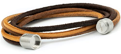 Simaru Echtleder-/Wickelarmband für Damen & Herren mit Magnetverschluss ((L - 41cm), Hellbraun chivay)