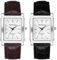 JewelryWe 2pcs Herrenuhr Analog Quarz Armbanduhr Herren Klassische Retro Rechteckig Business Beiläufige Uhr mit Leder Armband Schwarz Braun