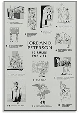 QINGYUAN Jordan Petersons 12 Rules For Life Motivierende inspirierende Zitate Poster Heimdekoration Poster Wandkunst Schlafzimmer Dekorative Raum Ästhetik 40 x 60 cm