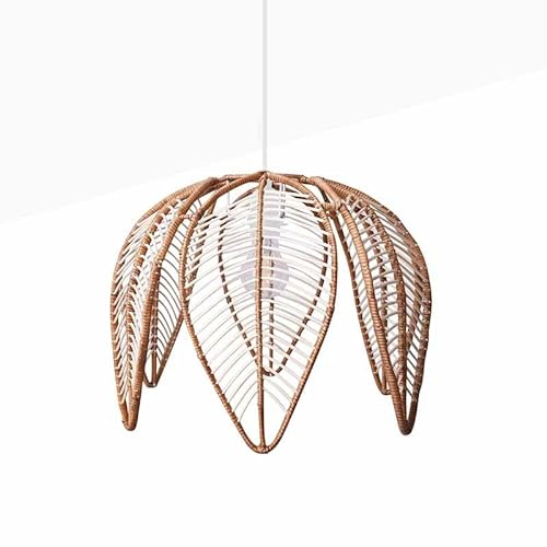 B·LED BARCELONA LED BarcelonaLED Hängelampe aus Rattan, Blumenform, weißer Lampenschirm aus Drahtblättern, nordischer Stil, rustikal, mit Lampenfassung, E27, Weiß, für Küche, Wohnzimmer, Ø44 cm