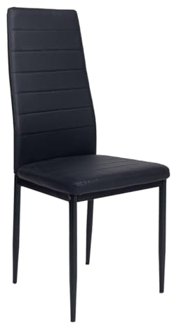 Krok Wood Oskar, Esszimmerstuhl Wohnzimmerstuhl Bürostuhl, Metallbeine (Schwarz, 6-er Set)