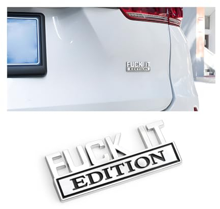 CGEMDY Selbstklebende Auto-Emblem-Autoaufkleber, Fuck It Edition, Geeignet für Autoinnen-und Außendekoration oder Glasoberflächen 3D-Buchstaben Aufkleber (Silber-Schwarz)