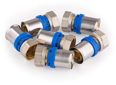 Racor recto hembra Ø20 tuerca libre 1/2' multicapa a prensar (x6) | Conexión resistente y duradera | Ideal para instalaciones de fontanería | Fácil instalación y ajuste seguro | QUICK PLOMBERIE