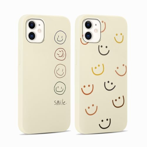 Yoedge 2 Stück Handyhülle für iPhone 11 Hülle, Smiley Gesicht Niedliches Gemaltes Design Mädchen Aesthetic Handyhülle Dünn Weich Schlanke Silikon Flexibel TPU Stoßfest Schutzhülle für iPhone 11 6,1