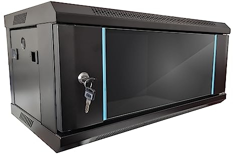 Lockable Data Wall Mount Cabinet Network Server Rack Data Cabinet Deep Wall Mounted Black Storage Rack for Home, Office, Server Room Computer Equipment with Removable Side Panels (600 x 600 x 15U)