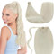 LaaVoo Zopf Extension Echthaar Blond Ponytail Extensions Echthaar Platinblond Haarverlängerung Zopf Extension Echthaar Pferdeschwanz Glatt #60 70g 30cm