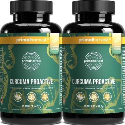 Primal Harvest Kurkuma Proaktiv - 60 Curcuma Kapseln - Curcuma Extrakt - Bio Curcumapulver mit BioPerine - Kurkuma Kapseln - hochdosiert - 95% Curcumioide - Laborgeprüft (120 Kapseln)
