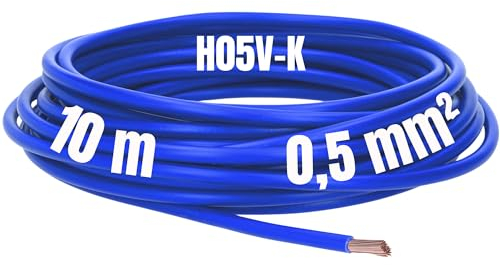 Kalitec 10 metros H05V-K 0,5 mm² azul oscuro cable flexible I PVC cable individual I cable de 0,5 mm2 I cableado fino cable individual I cable de conmutación de un solo cable
