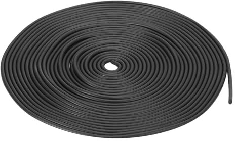 sourcing map Nitrile Rubber Round Seal Strip, 2mm(5/64) Diameter 5 Meters (16.4Ft) Long Hard Solid Rubber Weather Stripping for DIY Gasket, Industrial Equipment, and Furniture