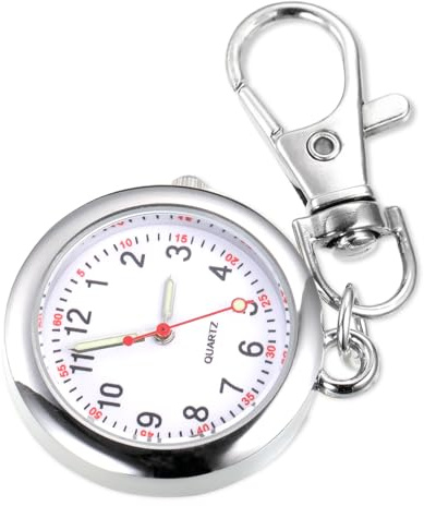 Karabineruhr Taschenuhr mit Schlüsselanhänger Krankenschwester Uhr Silber | ertlutw Schwesternuhr Quarzwerk Pflegeuhr Quarzuhr Pflege Pulsuhr Taschenuhren für Damen Ärzte Krankenschwestern Sanitäter