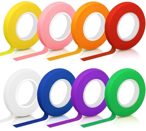 Hengxinc 8 Roll Coloured Masking Tapes, 10MM*20M Coloured Tape, DIY Masking Tape Processing Colorful Adhesive Tape For Craft Art Lesson Painters Children Wall Paintings (8)