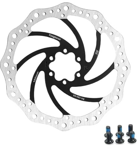 Yongness Rotore del freno a disco per bicicletta 140mm 160mm 180mm 203mm Rotore del freno a disco per bicicletta con 6 bulloni Adatto per bici da strada Mountain bike BMX MTB (Nero 160mm)