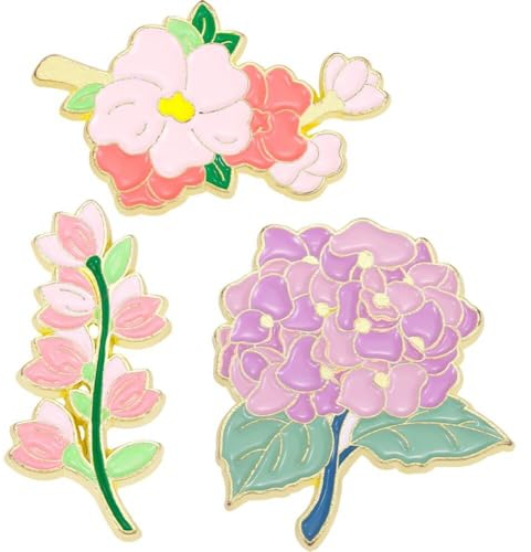 3 Pcs Brooches En Émail Épingle Épingle Esthétique Des Épingles De Revers De Fleur De Printemps