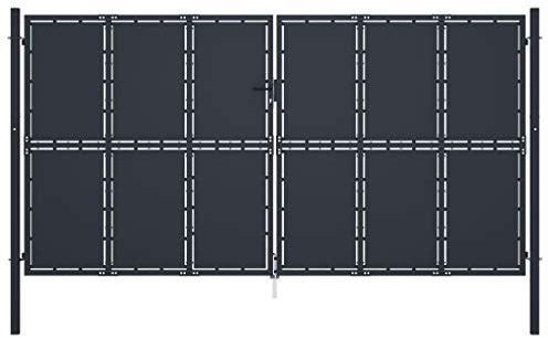Mengtu Gartentor Zauntor Gartentore Zauntür Gartentür Hoftor Eingangstor Tor Garten Zaun Pforte Gartentür für Hoftür Eingang Terrasse Stahl 400 x 175 cm Anthrazit Garten Möbel