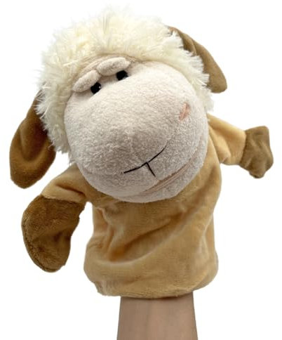 PLAYZOCO Handpuppe aus Ziege, Handpuppe, Finger Puppet, Tierpuppe, pädagogisches Spielzeug, Plüsch-Baumwolle und PP, Größe 25 cm, Design Ziege