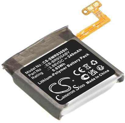 Cameron Sino Batterie de rechange pour Samsung Galaxy Watch 6 40 mm, SM-R930, SM-R935 PN : Samsung EB-BR935ABY, GH43-05156A 240 mAh / 0,93 Wh