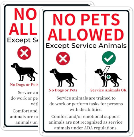 E-HORDE No Pets Allowed Sign, 10x14 Inches “No Dogs Or Pets Allowed Except Service Animals Sign”, Aluminum Sign,UV Protected and Weatherproof Sign for Business, Work Site, Shop Area (2)