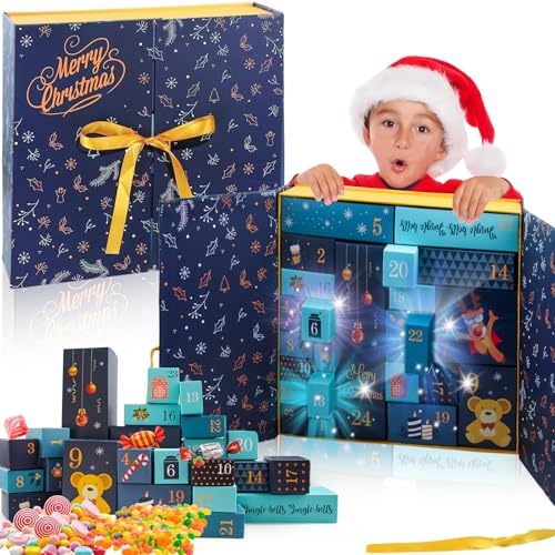 Wiederverwendbar Bunte Adventskalender Boxen, Adventskalender Zum Selbst Befüllen,24 Stück Weihnachtskalender Party Schachteln,Advents kalender Geschenkbox,Diy-Weihnachtskalender Bastelset (Lan)