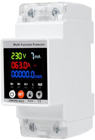 63A Automatica chiusura Protezione da sovratensione e sottotensione Scaricatore di sovratensione 220V LCD Contatore energia elettrica Richiusura intelligente (amperaggio di tensione regolabile)