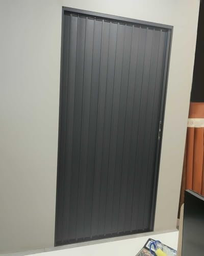 ZIMGOD Concertina Door Internal Grey Accordion Folding Door, Metal Sliding Door Kit with Lock, Kitchen Bathroom Privacy Gate Tall 203cm, Retractable Screen Fold Doors(190x203cm (74 3/4 x 80))