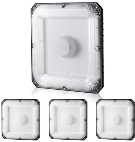 VEVOR 4er-Pack LED-Überdachungsleuchten, 80 W, 8800 lm, 5000 K Tageslicht, gewerbliche industrielle Überdachungsleuchten für den Außenbereich, 10,08 x 10,08 Zoll, Deckenbeleuchtung zur Oberflächenmont