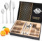 Ménagère 24 Pièces pour 6 Personnes en Acier Inoxydable, avec Coffret Cadeau, Ensemble de Couverts avec Couteau,Comprend Couteau, Fourchette, Cuillère, Cuillère à Café,pour Famille, Fête, Restaurant