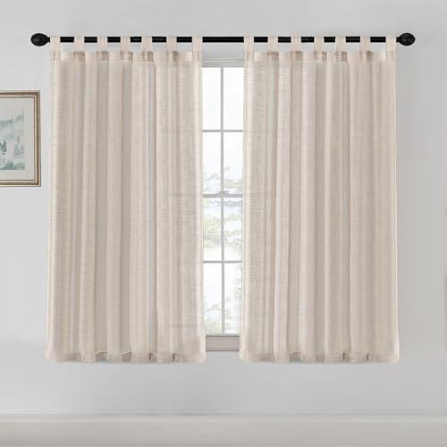 Volumoon 160x132cm 2pz Cortinas de Lino, Calor Cortinas Opacas, Cortinas Translucida de Dormitorio, Cortinas Termicas aislantes Frio Calo, Cortinas Salon, Cortinas de Translúcido, para Sala Cuarto