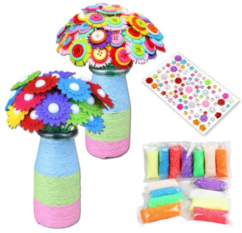 CZAYEFNH DIY Bastelset für Kleine Entdecker ab 4 Jahren: 2er Pack Djeco Blumen Basteln Kleine Entdecker Set, Webrahmen Set und Laternen Bastelset - Kreatives Bastelsets für Kleine Entdecker