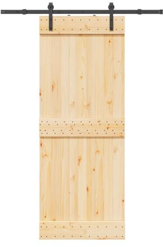 vidaXL Puerta corredera con herrajes madera maciza de pino 80x210 cm