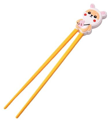 DWUENT Bunny Training Chopsticks for Kids - Non-Slip Reusable Utensils, Heat-Resistant for Sushi, Asian Food & Lunchboxes (White & Orange)
