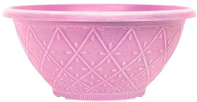 Plastic Prisma Bowl – Round Garden Flower Pot with Drainage Holes, Weatherproof Durable Plastic, Outdoor & Indoor Plant Pot for Home, Patio, Balcony & Garden (Powdered Raspberry Pink - 30cm, 1Pack)