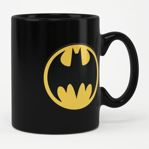BATMAN Licenciado oficialmente Retro Signal Logo Taza cerámica de café (Negro)