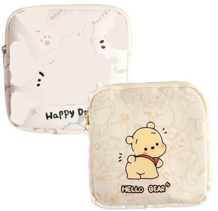VPOUERY Set de 2 organisateurs hygiéniques,sac de rangement pour serviettes,pochette coton pour coupe menstruelle,sac portable pour période, pochette tampons,pour Filles Femmes