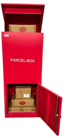 Jet-Line XXL Paketbriefkasten Rot | Großer Briefkasten mit Paketfach | Diebstahlsicher, Metall Paketbox für Pakete Post, Wand- oder Bodenmontage | 99,5x35x45,5 cm