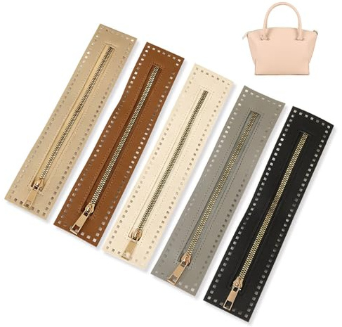 5 Pezzi Cerniera con Fori per Uncinetto 27 CM,Cerniere Lampo per Borse,HMCEY Chiusura Lampo In Pelle Pu,Cerniere per Cucito Creativo,Cerniera Separabile per Fai Da Te, Artigianali, Portafogli